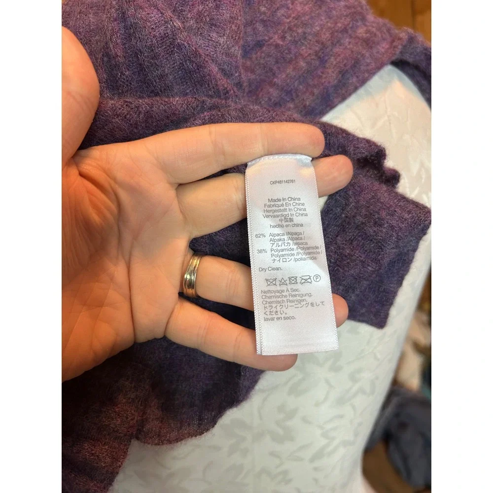 Madewell Purple Alpaca Blend Ribbed Mock Neck Sweater Stretch Long Sleeve Sz L